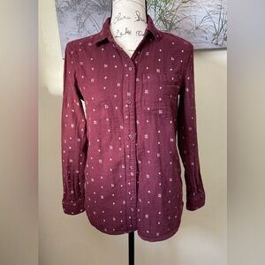 Madewell women’s classic ex-boyfriend Ikat pattern button-up shirt, size XS